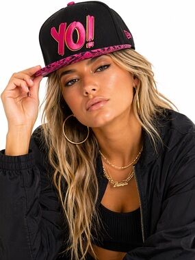 Vintage YO! MTV RAPS New Era 9FIFTY Snapback Black Pink Print Hat